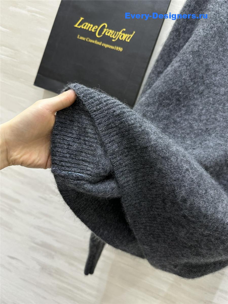 Jil Sander Grey V-Neck Cashmere Sweater