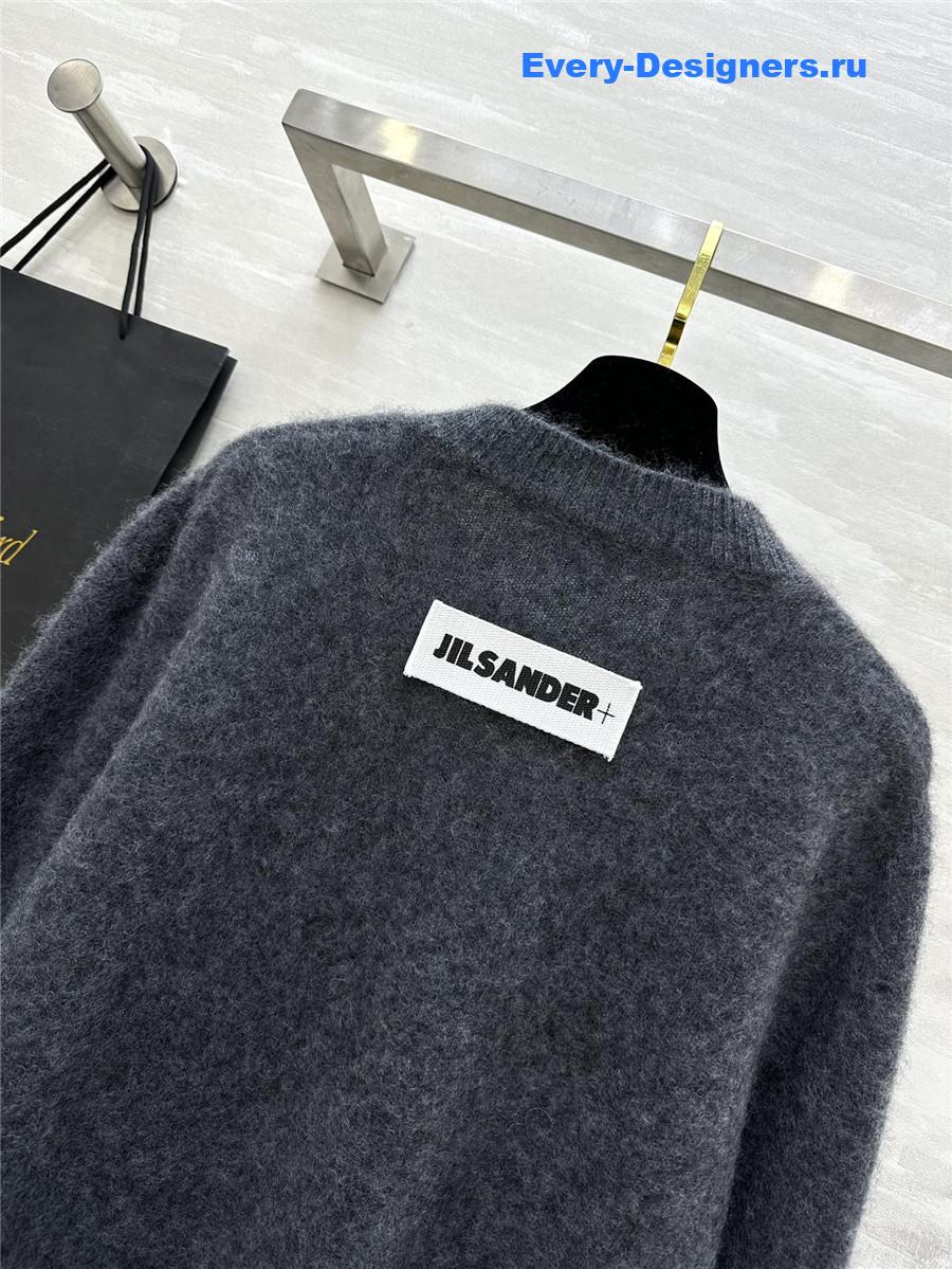 Jil Sander Grey V-Neck Cashmere Sweater
