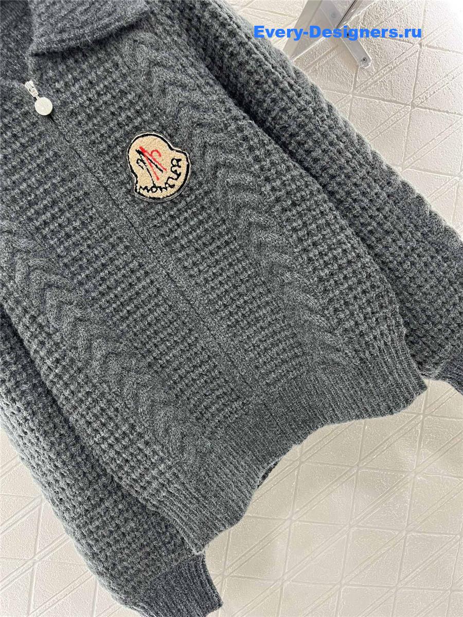 Moncler Plain Knit Zipper Cardigan
