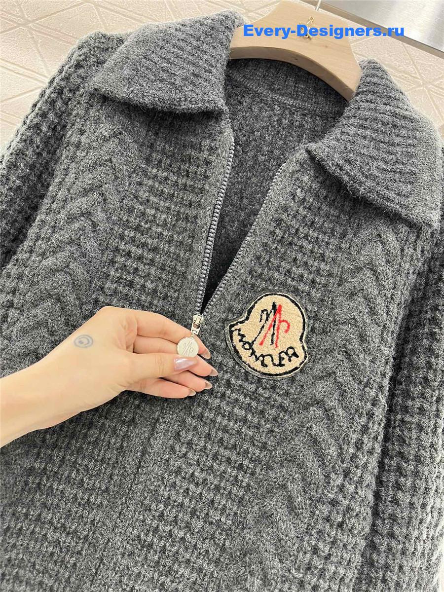 Moncler Plain Knit Zipper Cardigan