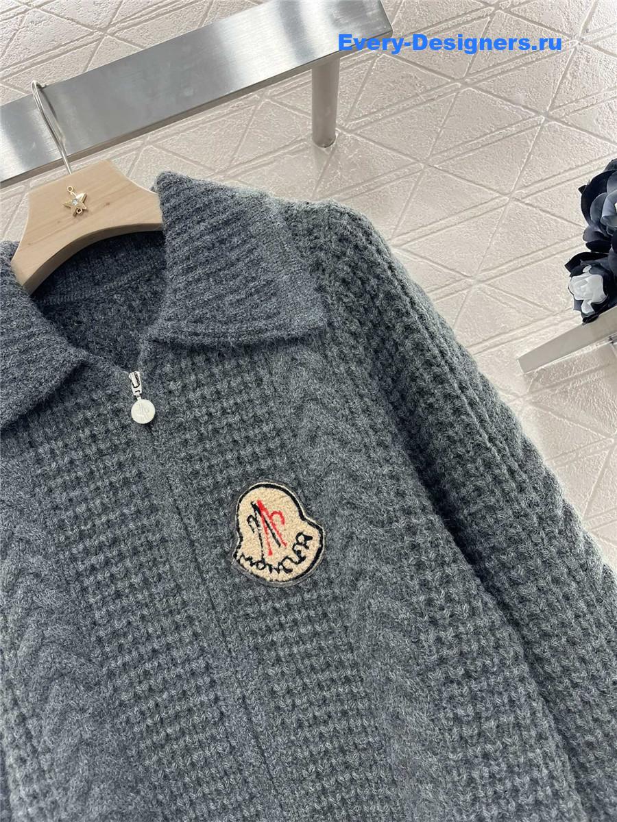 Moncler Plain Knit Zipper Cardigan