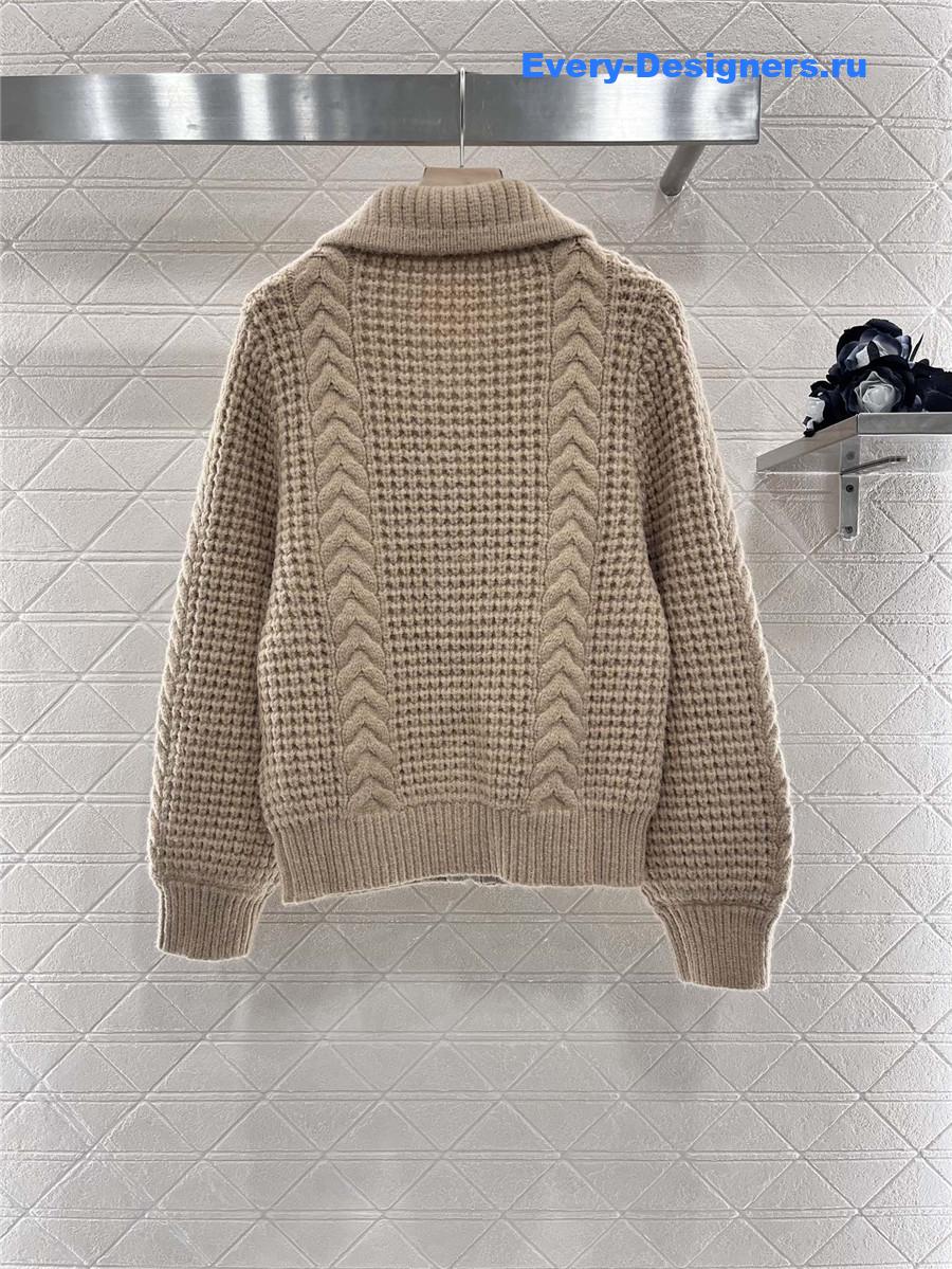 Moncler Plain Knit Zipper Cardigan