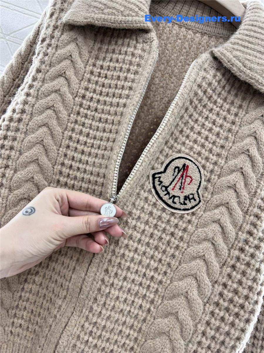 Moncler Plain Knit Zipper Cardigan