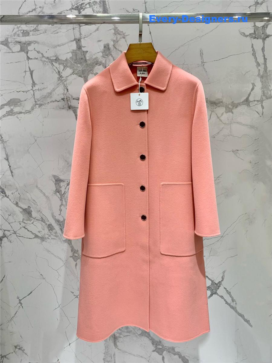 H**me5 pink cashmere coat with belt