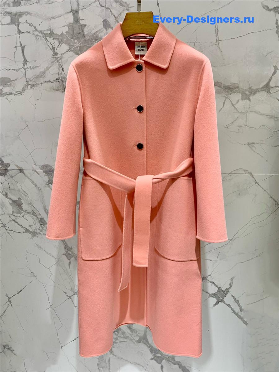 H**me5 pink cashmere coat with belt