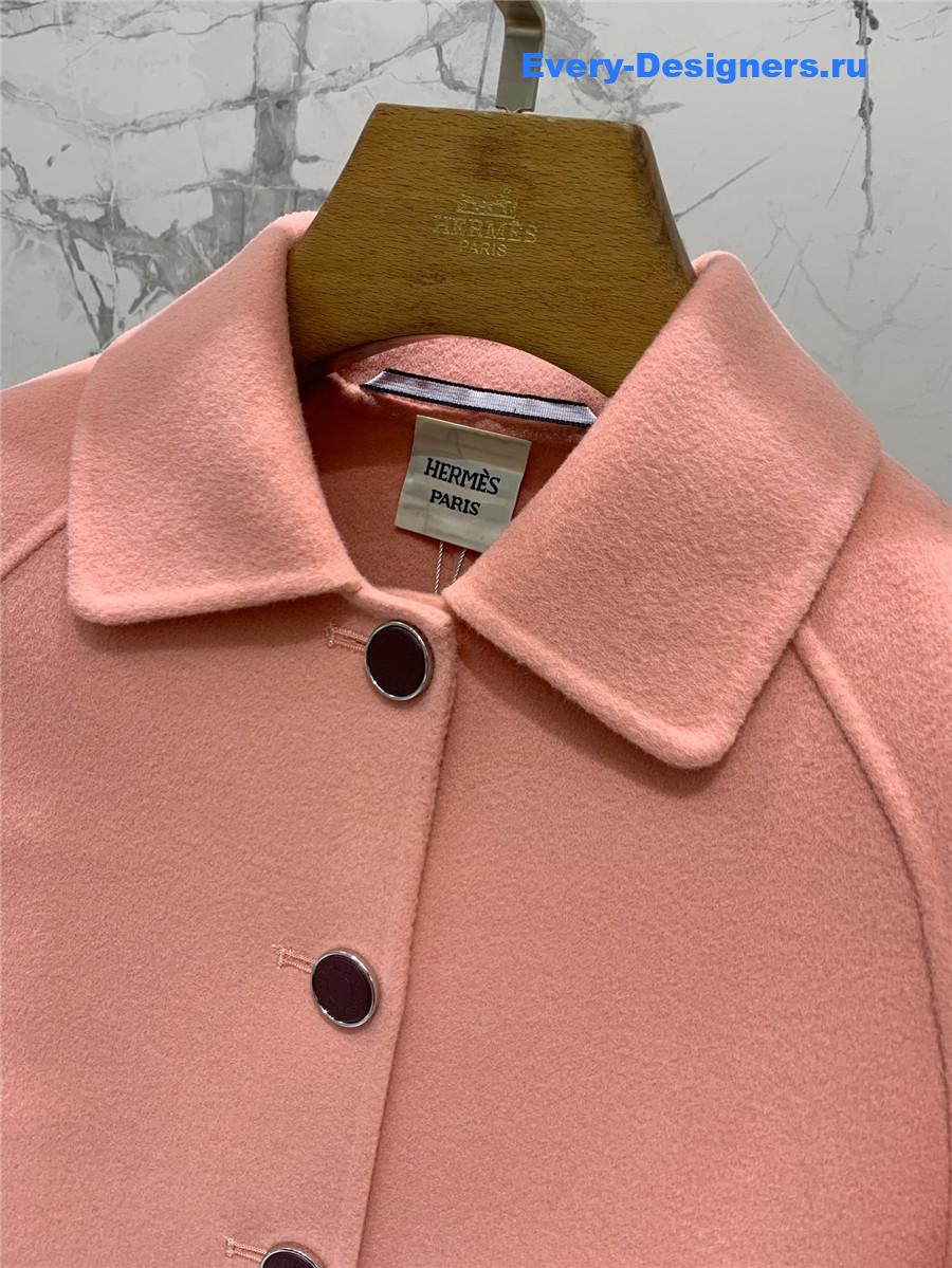H**me5 pink cashmere coat with belt