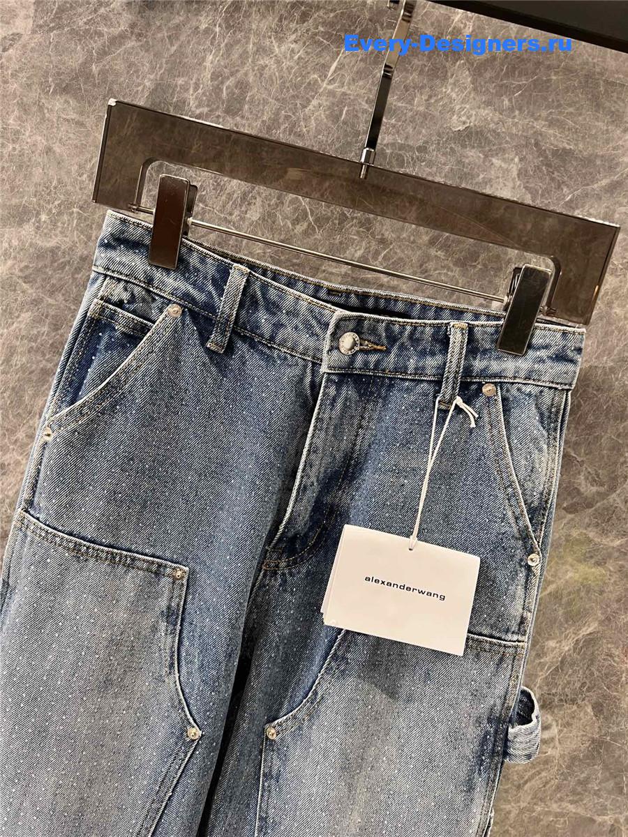 A1exa*der wang rhinestone denim overalls