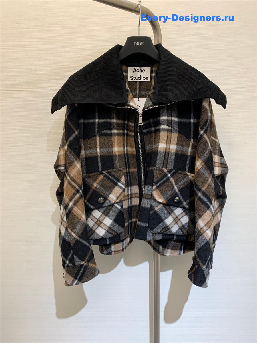 Acne studios checked hooded wool coat
