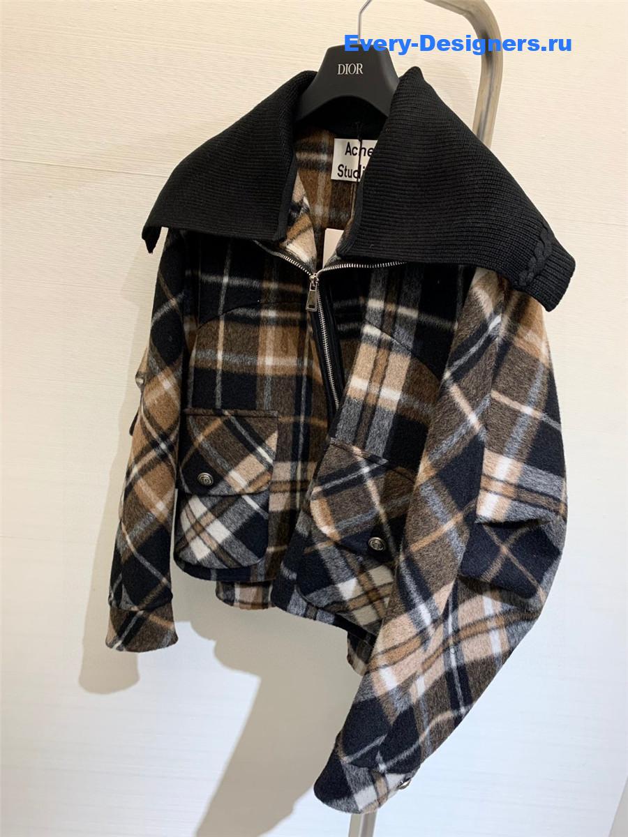 Acne studios checked hooded wool coat