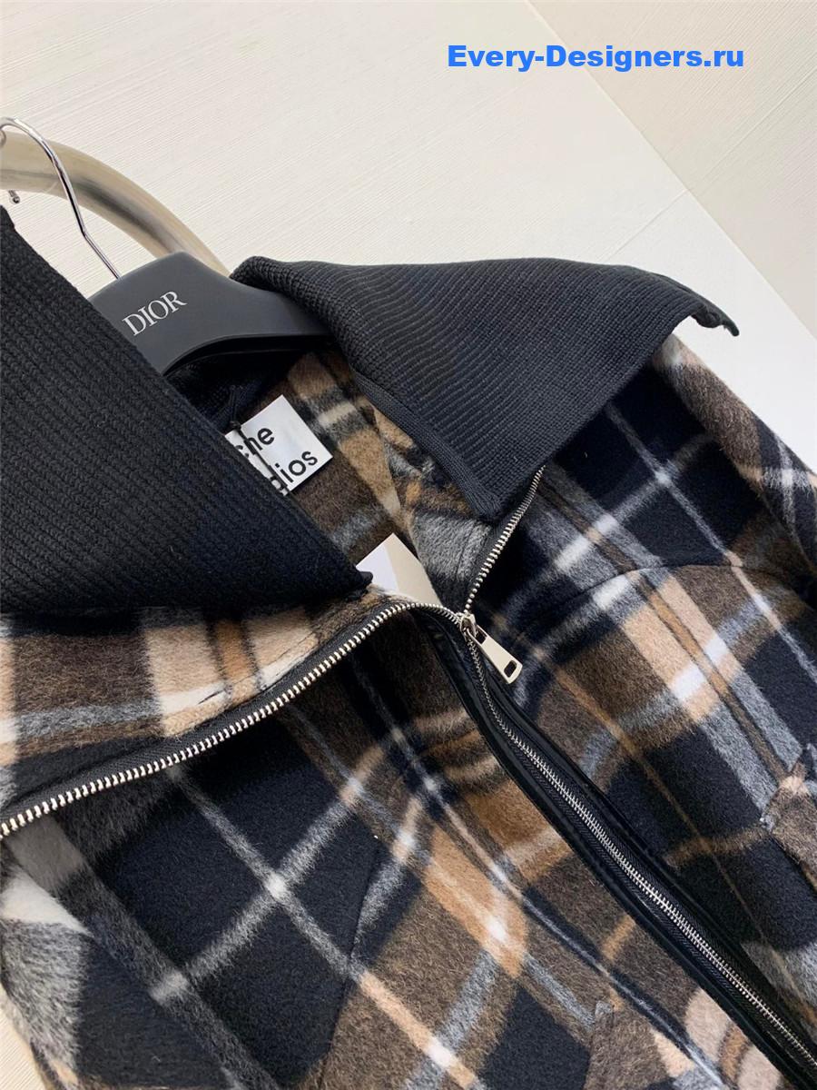 Acne studios checked hooded wool coat
