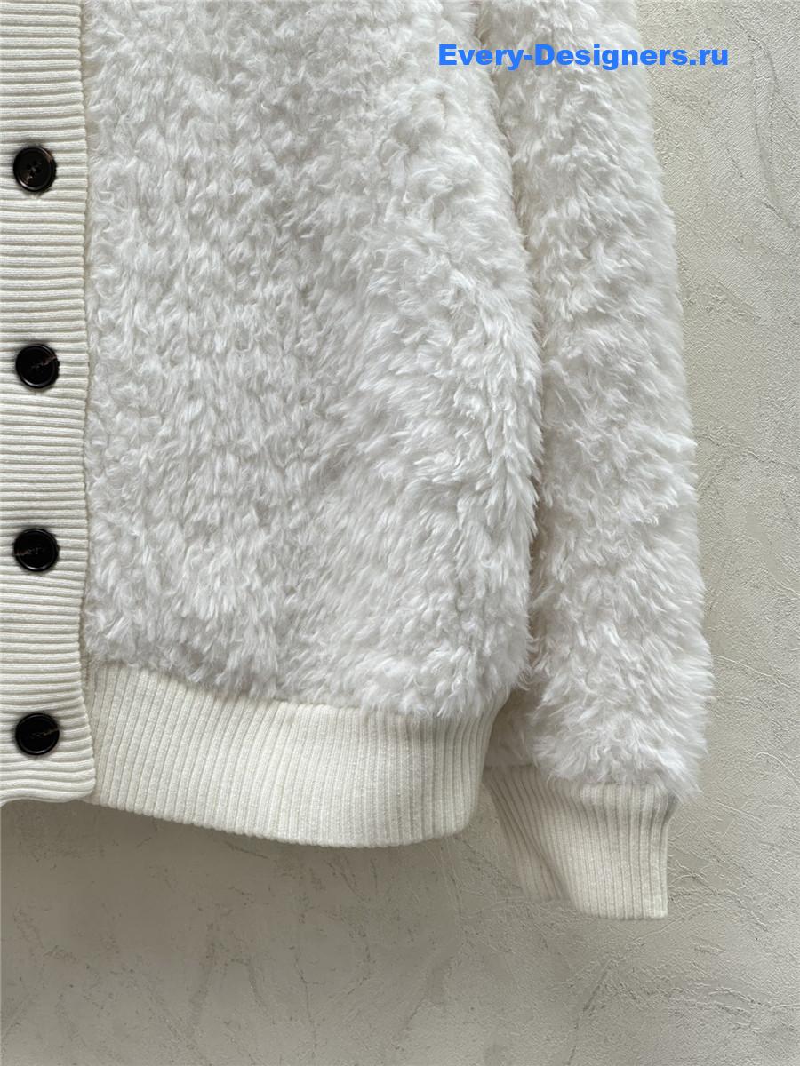 BC Plush Wool Hooded Cardigan White