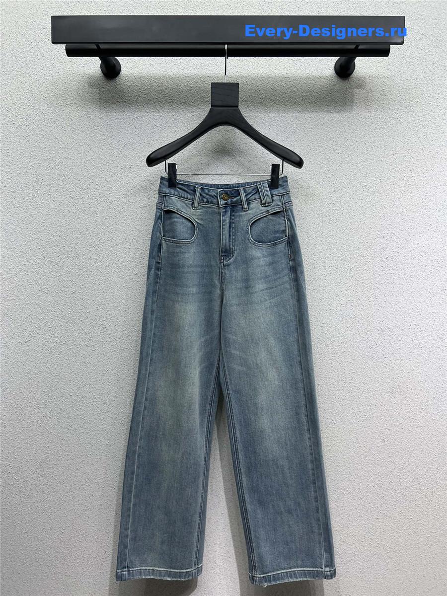 Ba1en*iaga denim straight-leg pants