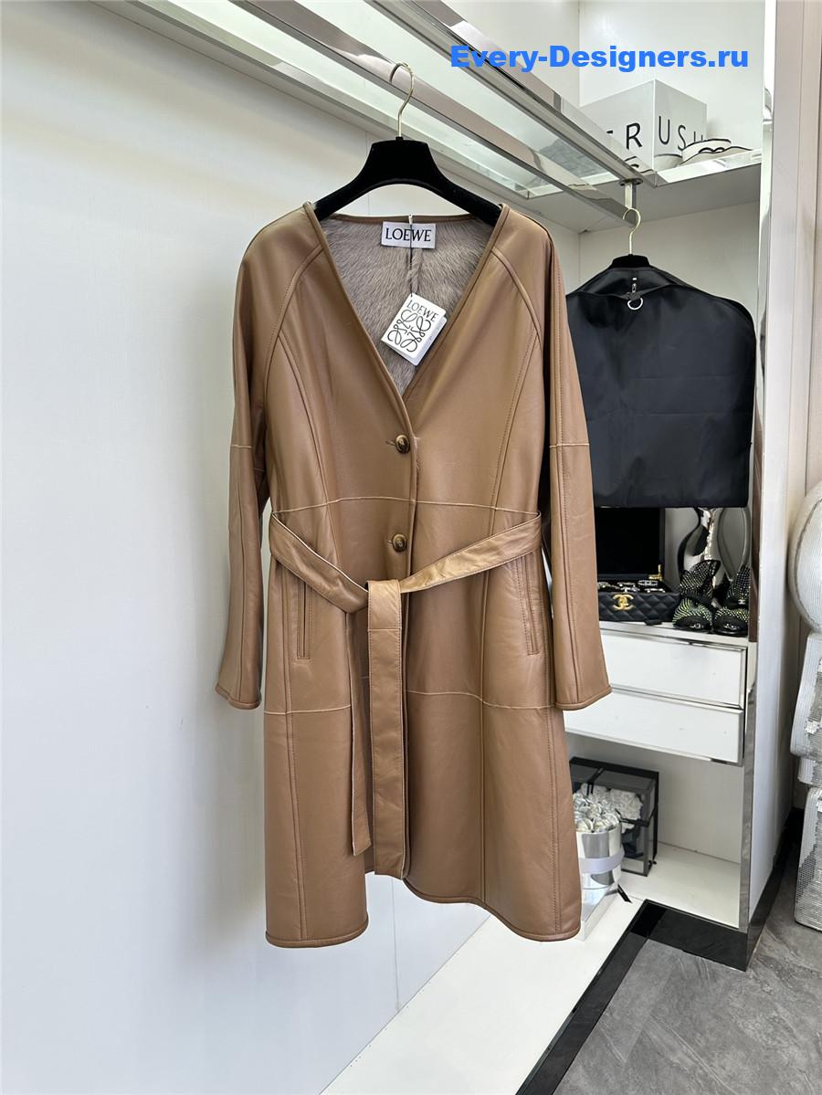 L0ew* mid-length sheepskin coat