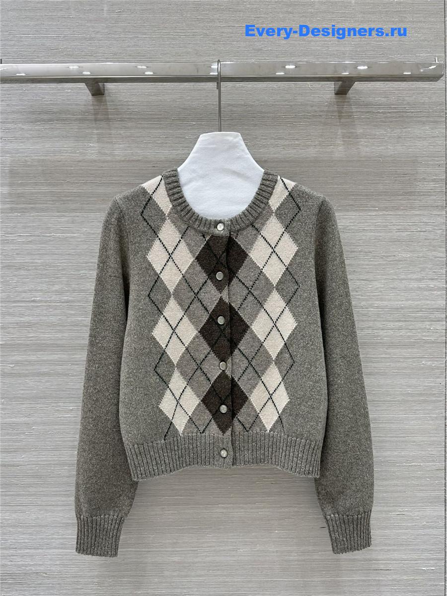 Ce1i*e fleece logo knitted cardigan