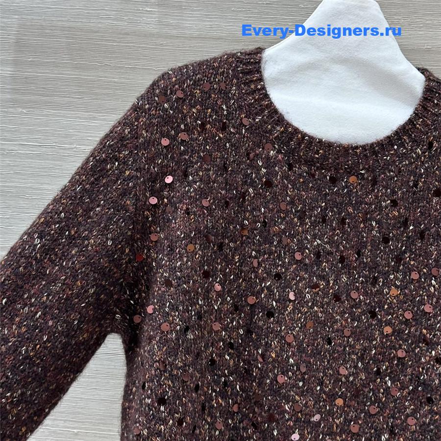 Gvc*1 sequins crewneck sweater brown