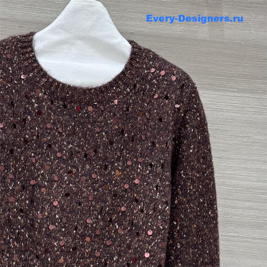 Gvc*1 sequins crewneck sweater brown