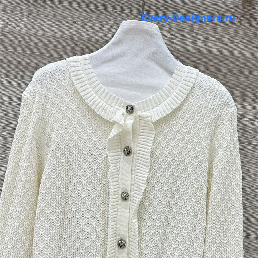 Ch**el lace trim knitted cardigan white