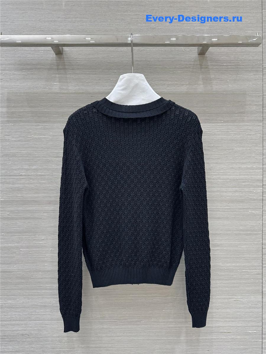 Ch**el lace trim knitted cardigan in black