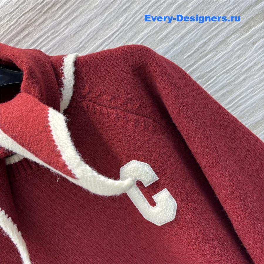 Ce1i*e burgundy scarf-neck knit sweater
