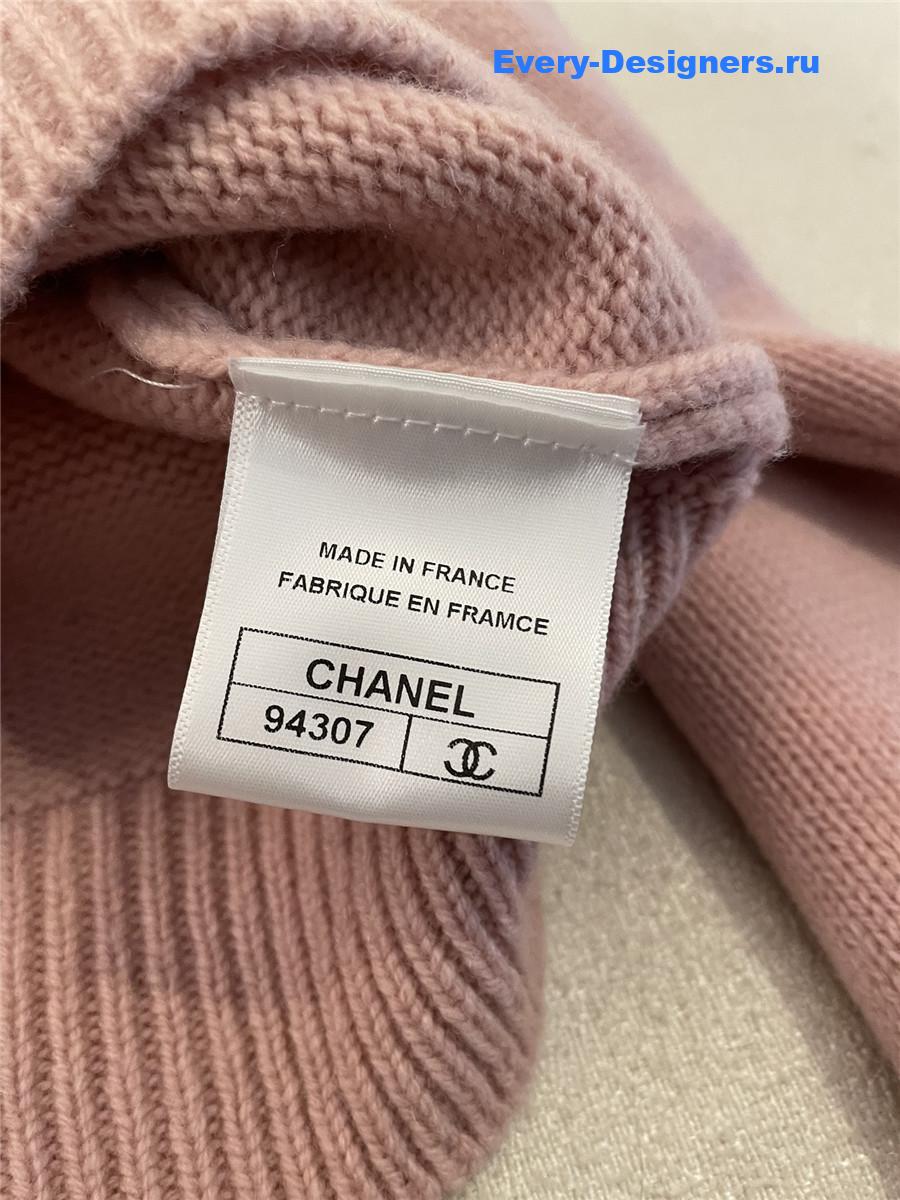 Ch**el patch turtleneck rib pullover pink