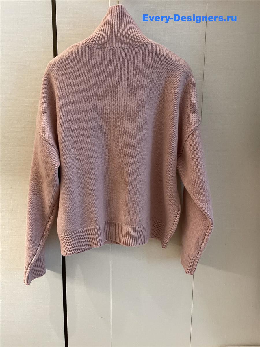 Ch**el patch turtleneck rib pullover pink