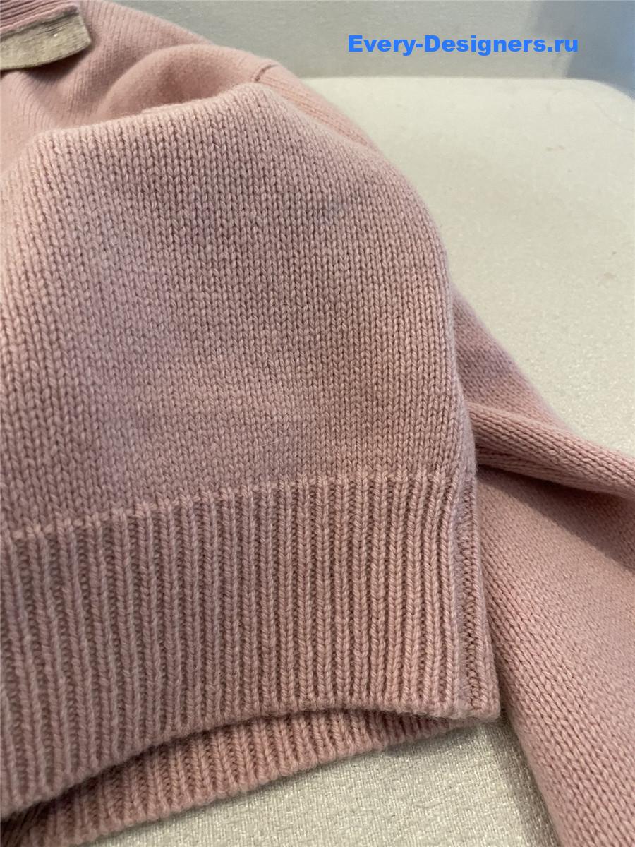 Ch**el patch turtleneck rib pullover pink