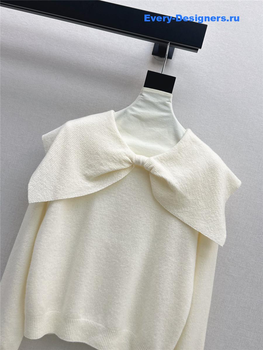 D10r crop bow collar knit sweater white