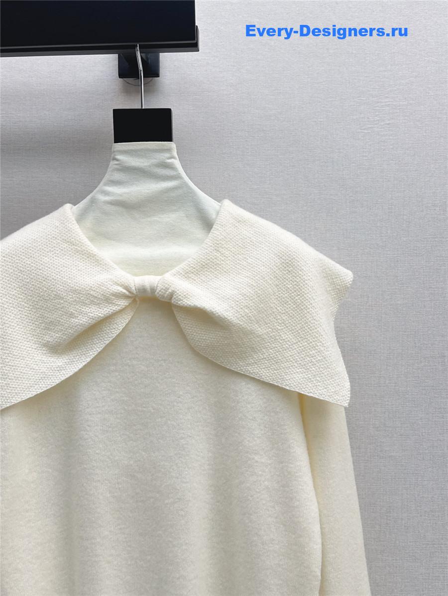 D10r crop bow collar knit sweater white
