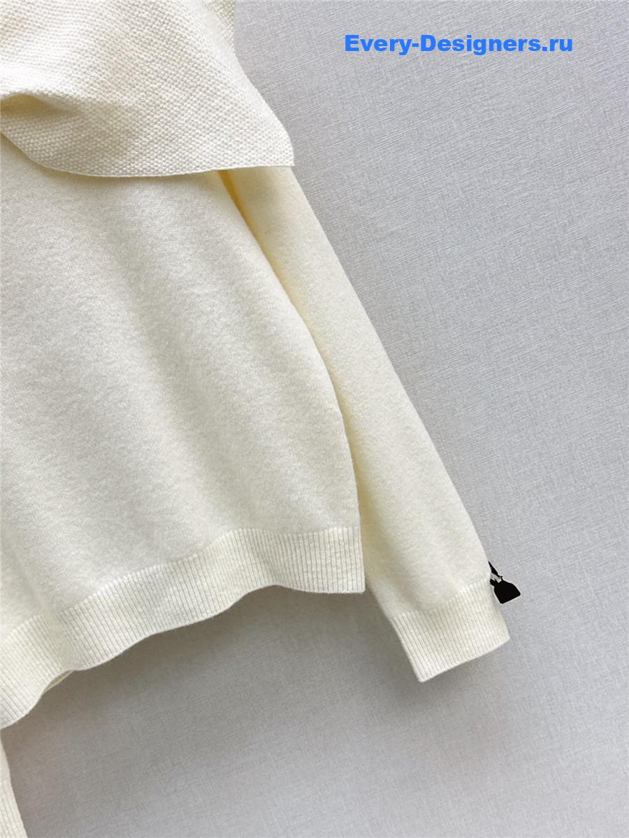 D10r crop bow collar knit sweater white