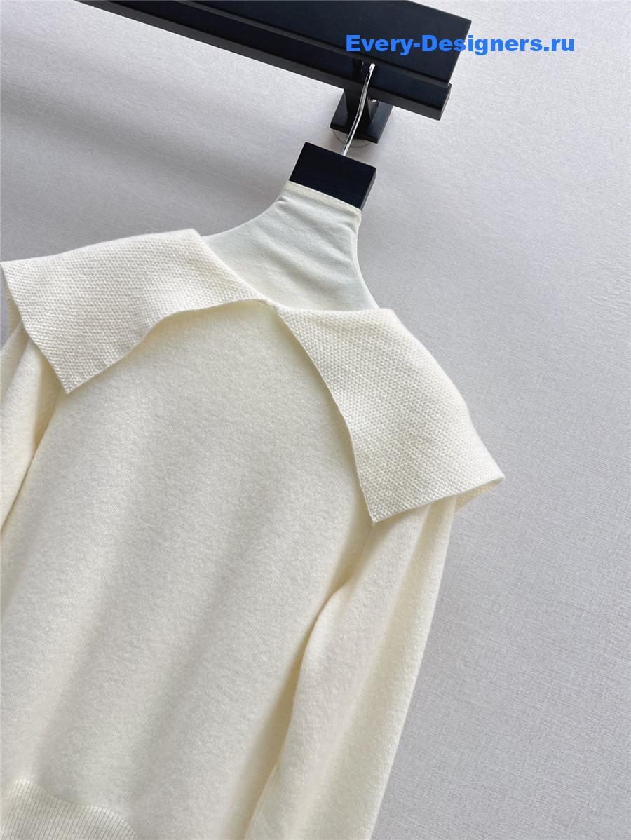 D10r crop bow collar knit sweater white