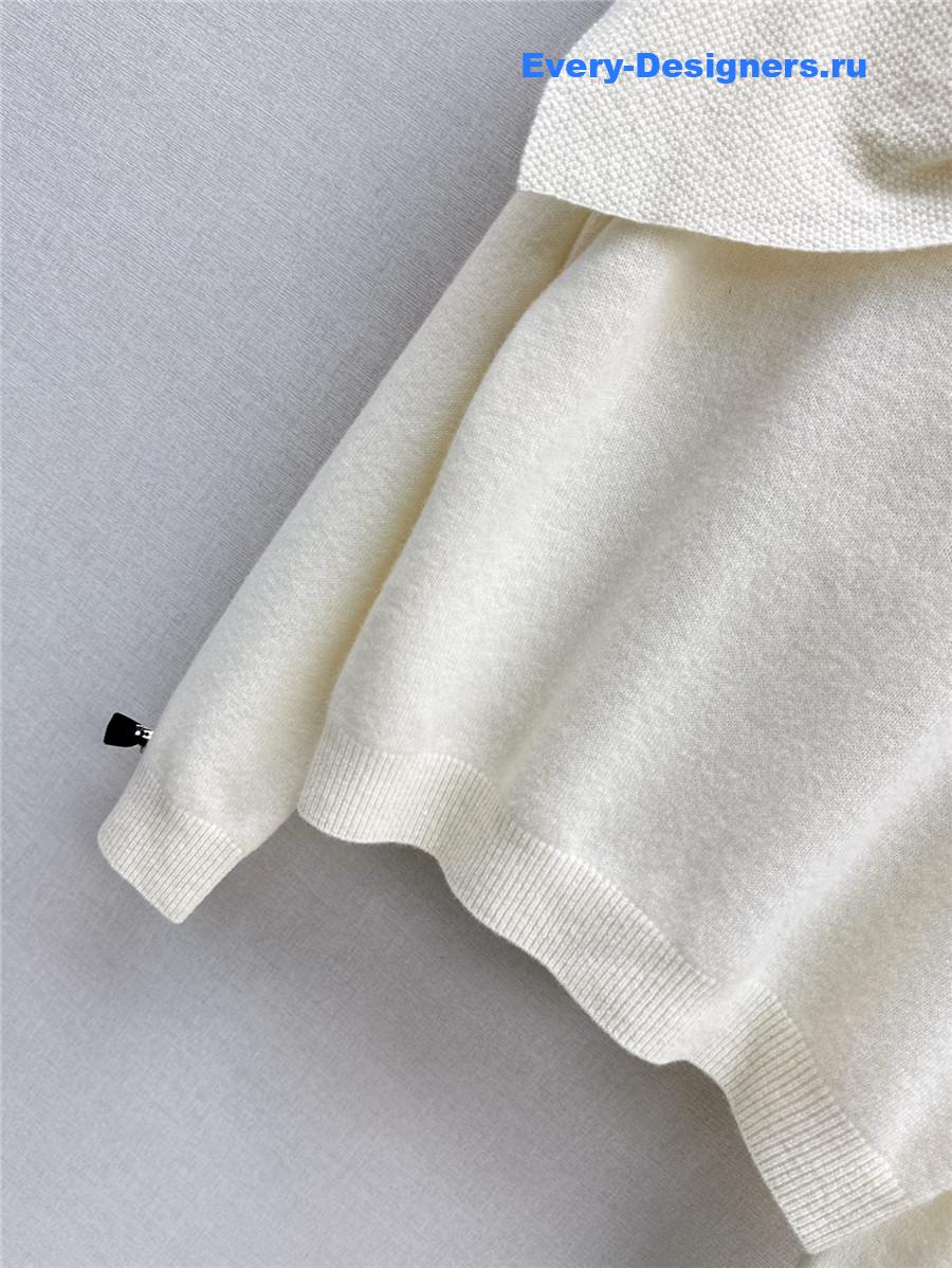 D10r crop bow collar knit sweater white