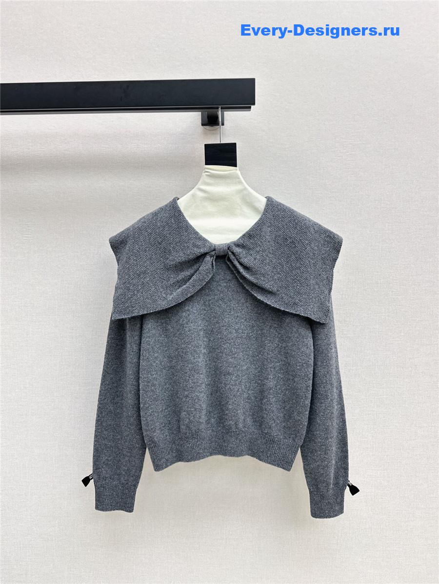 D10r crop bow collar knit sweater grey