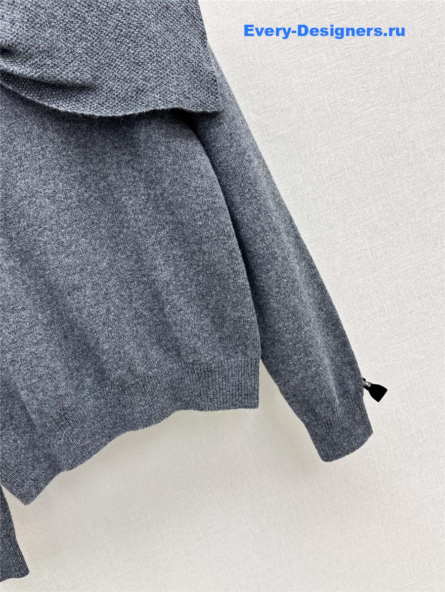 D10r crop bow collar knit sweater grey