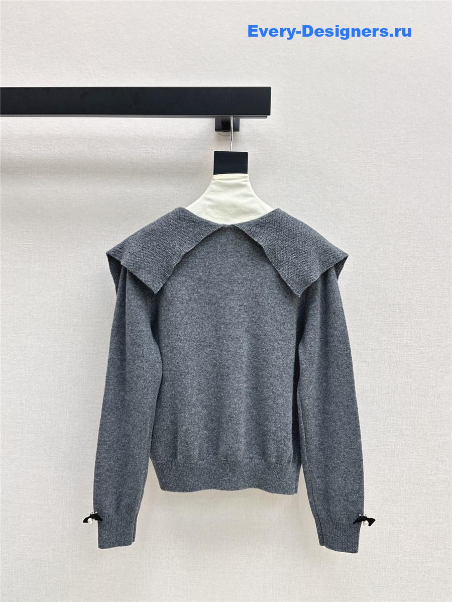 D10r crop bow collar knit sweater grey