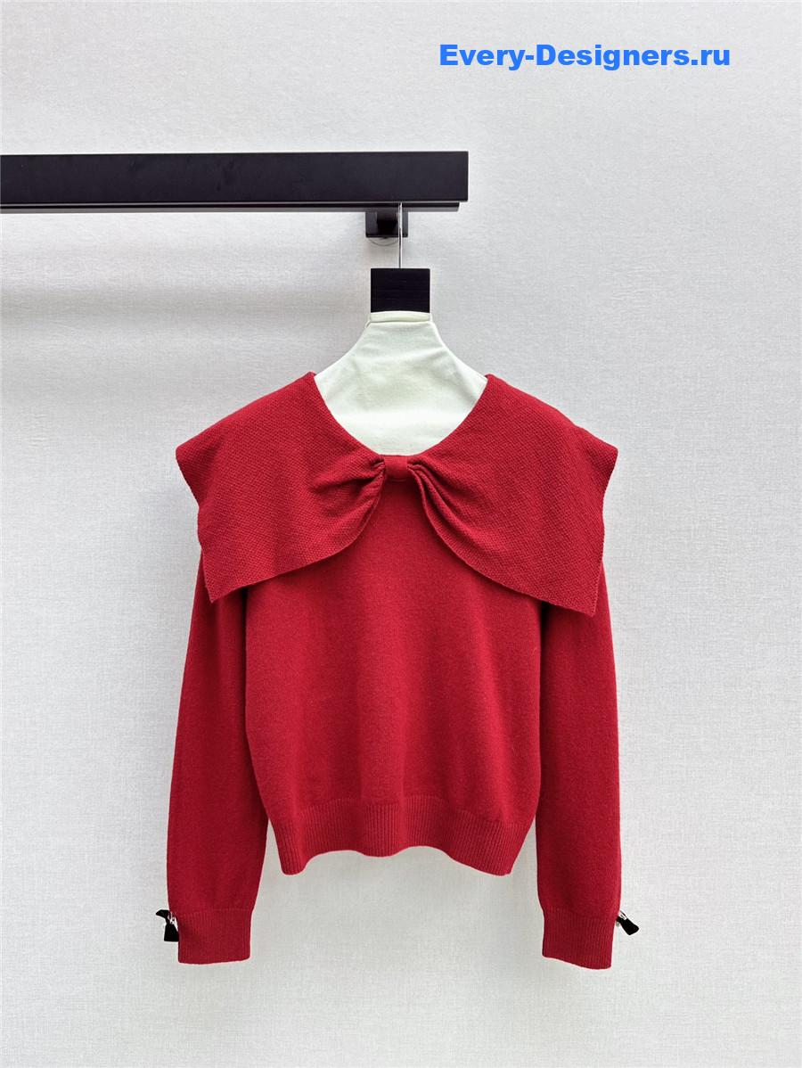 D10r crop bow collar knit sweater red