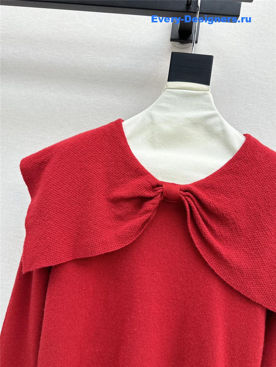 D10r crop bow collar knit sweater red
