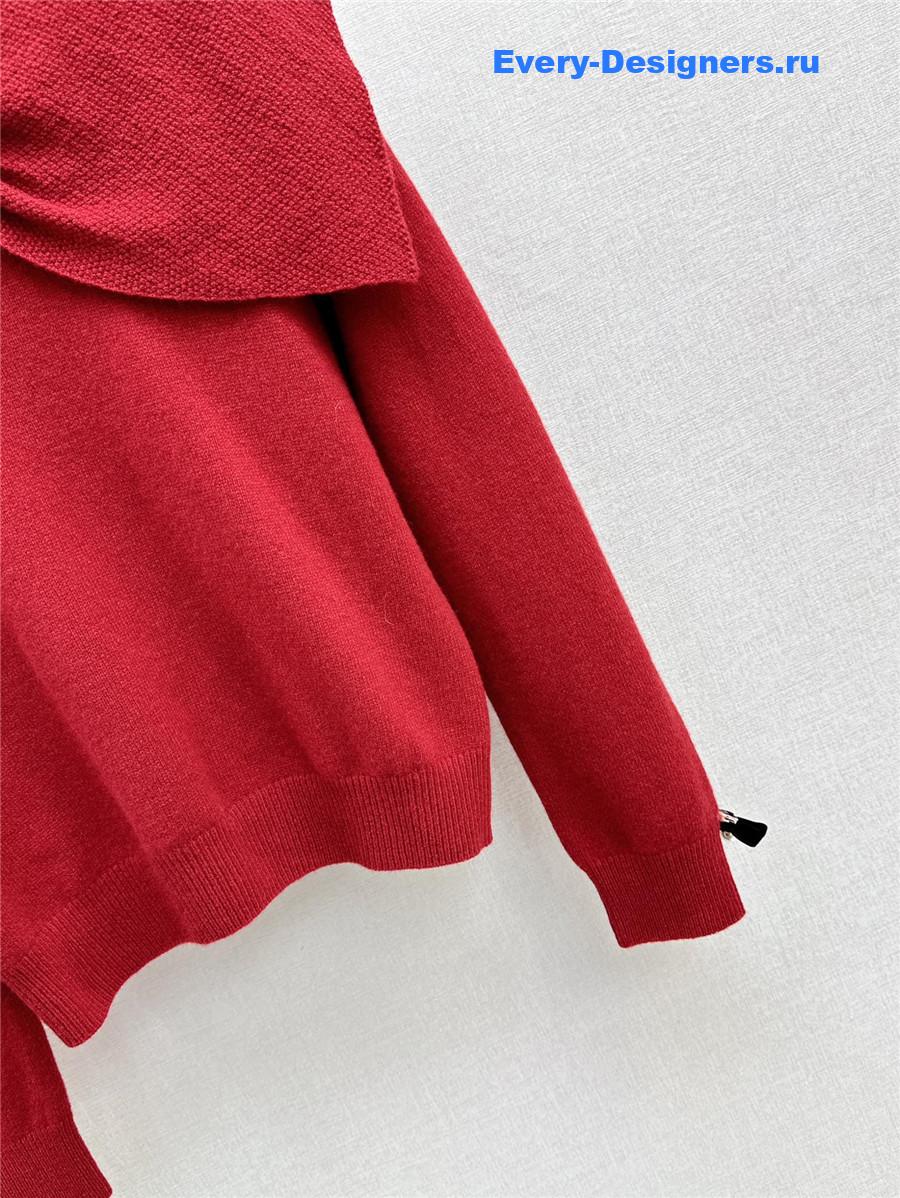 D10r crop bow collar knit sweater red