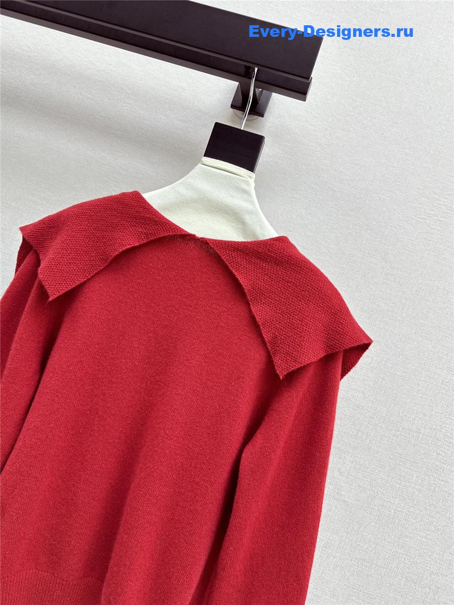 D10r crop bow collar knit sweater red