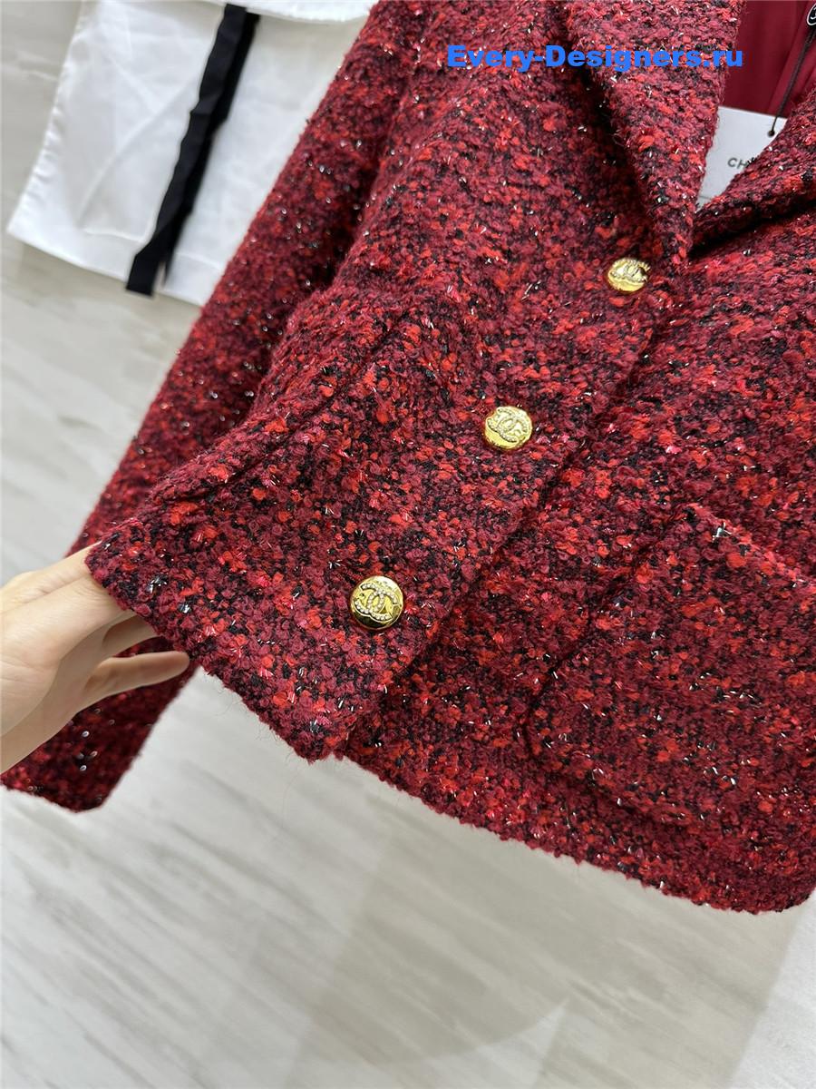 Ch**el red short lapel jacket