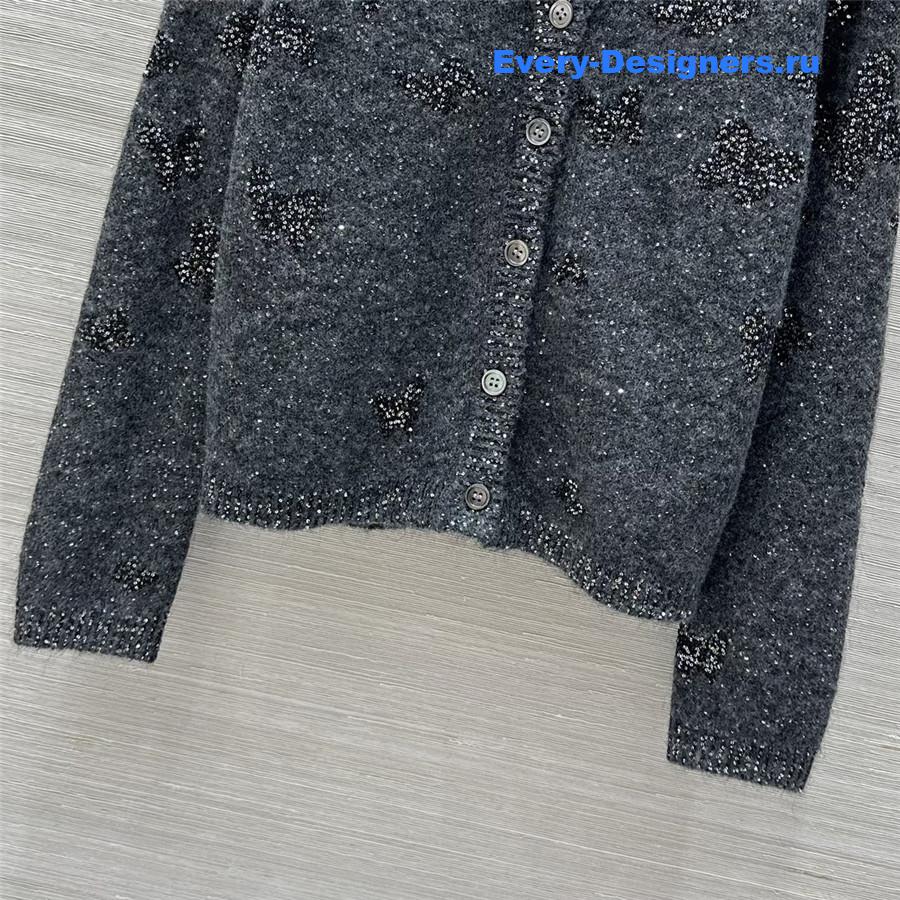 BC Jacquard Embellished Mohair Cardigan in Grey