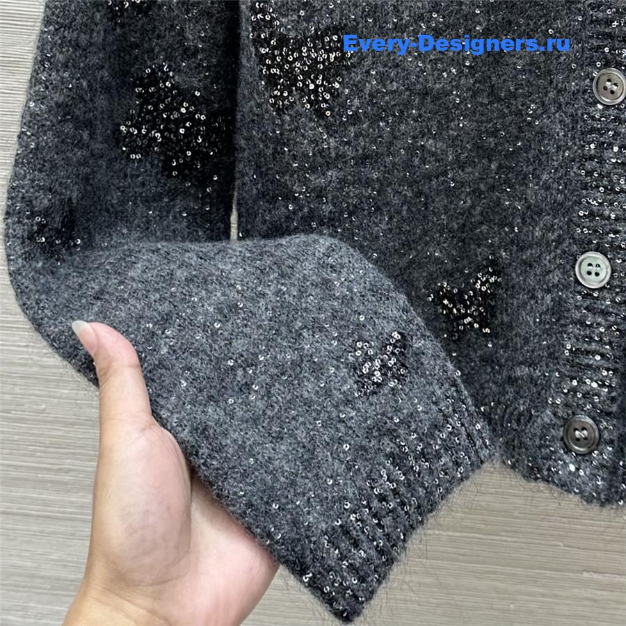 BC Jacquard Embellished Mohair Cardigan in Grey