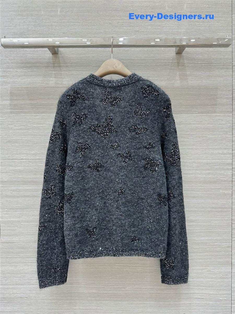 BC Jacquard Embellished Mohair Cardigan in Grey