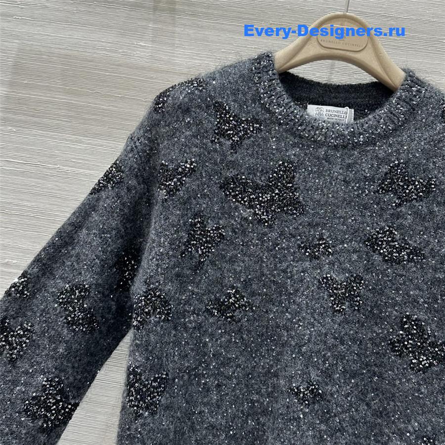 BC Jacquard Embellished Mohair Sweater in Grey