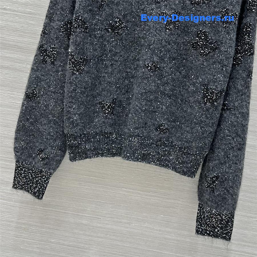 BC Jacquard Embellished Mohair Sweater in Grey