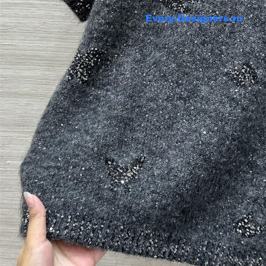 BC Embellished Short-Sleeve Mohair Top in Grey