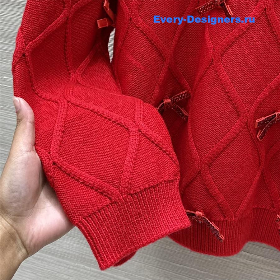 Va1e*ntin0 bow-embellished red cashmere sweater