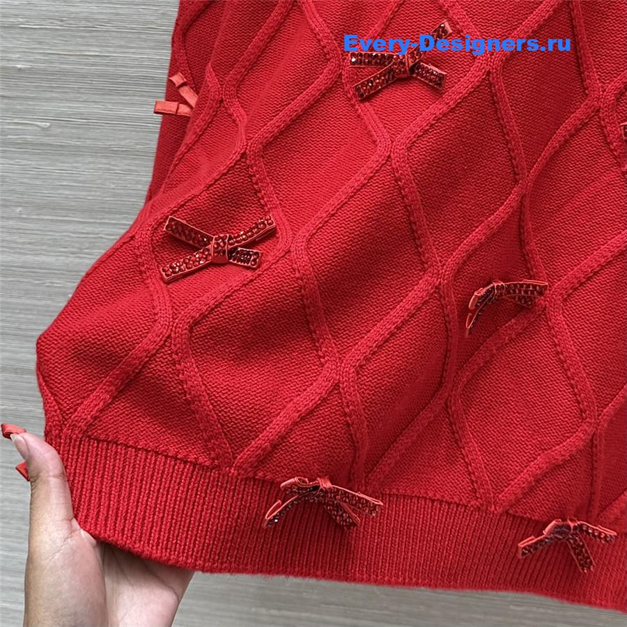 Va1e*ntin0 bow-embellished red cashmere sweater