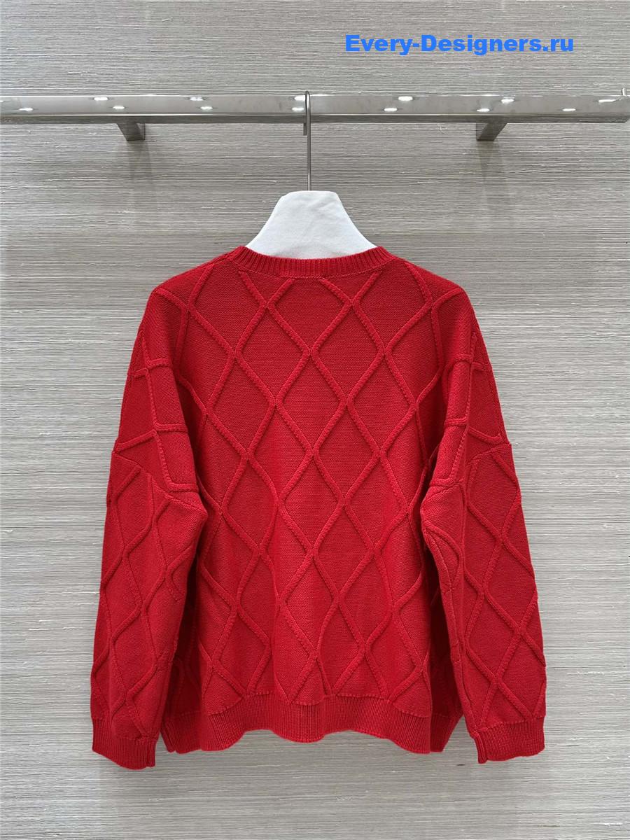 Va1e*ntin0 bow-embellished red cashmere sweater