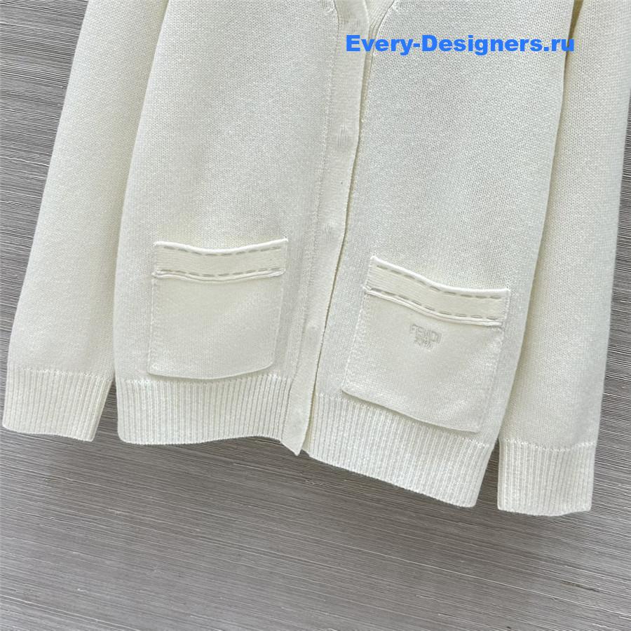 F**di white pocket cashmere cardigan