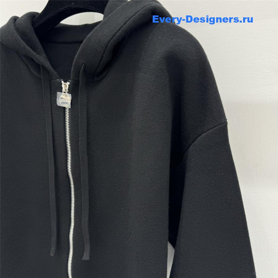 L0ew* embossed logo hooded cardigan